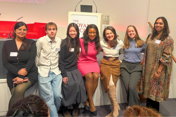 Afua Kyei with Somerville students at the Royal Society