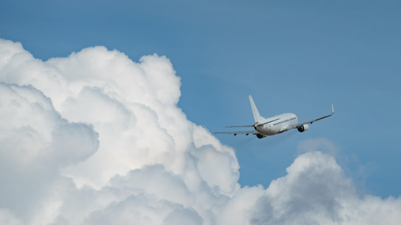 An airplane in the sky